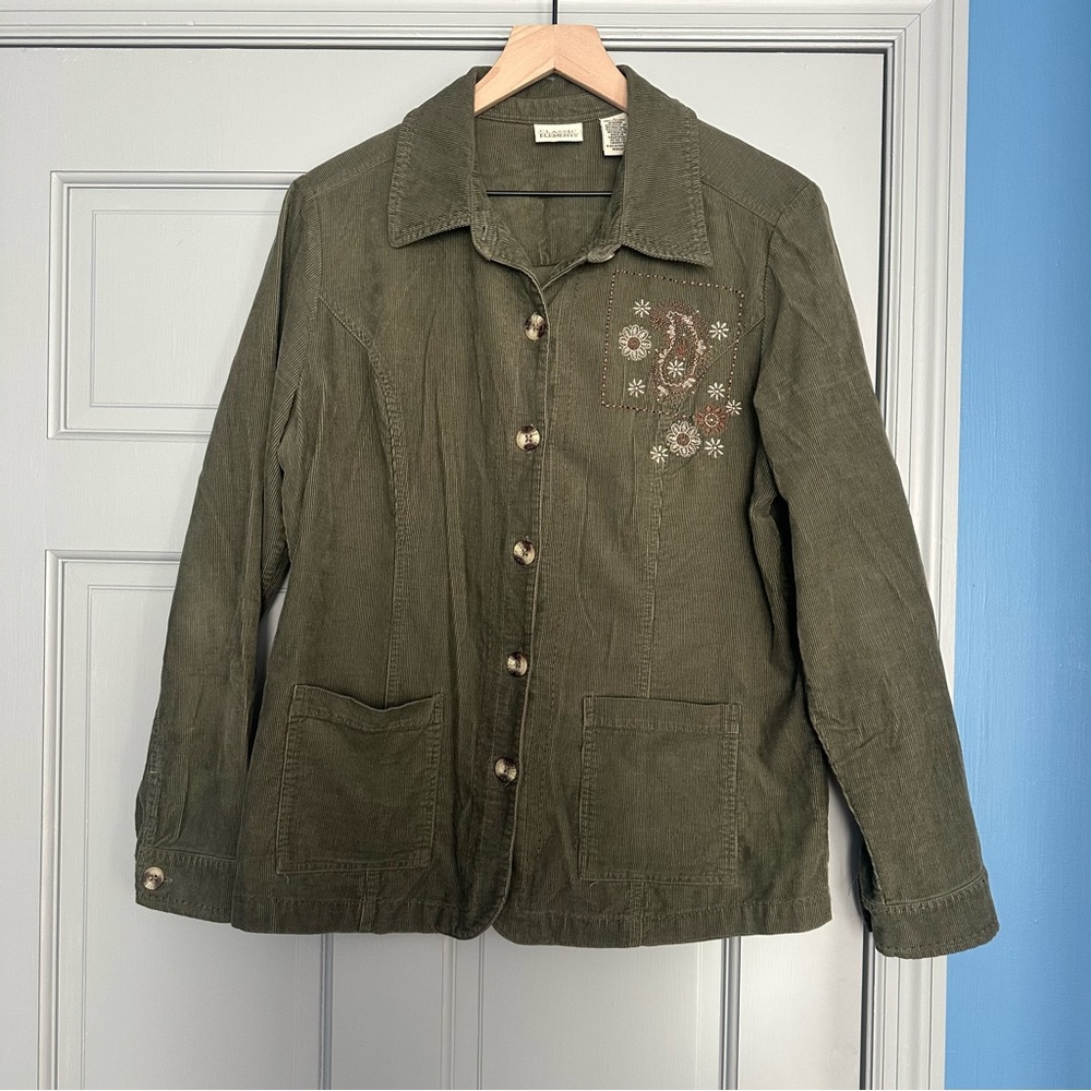Classic Elements Olive Green Corduroy Shirt Jacket